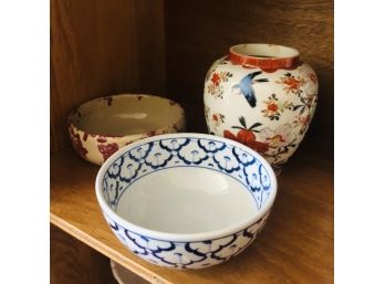 Ceramic Vase, Bowl And Pottery Dish