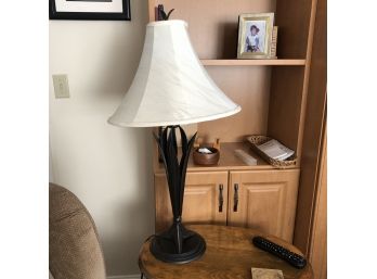 Black Figural Table Lamp With Ivory Shade