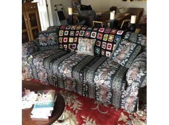 Black Floral Upholstered Sofa