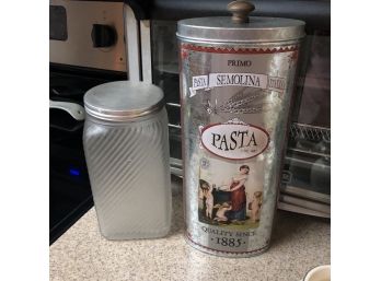 Jar And Metal Pasta Container