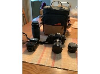 Pentax P3 Camera With Accessories And Bag