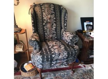 Black Floral Upholstered Arm Chair