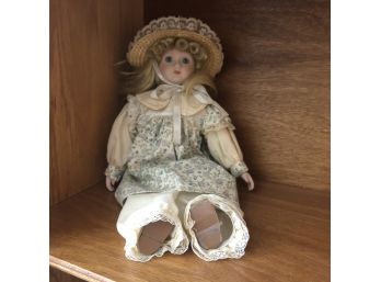 Vintage Doll With Straw Hat