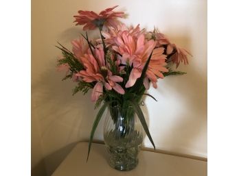 Faux Pink Flowers In A Vase