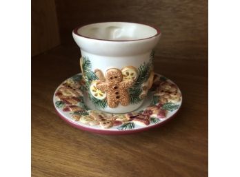 Yankee Candle Gingerbread Votive Holder And Saucer