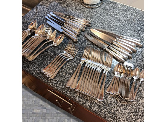 Christofle 'Rubans' Silver-Plated Flatware Set 69 Pieces