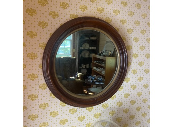 Round Mirror With Wooden Frame