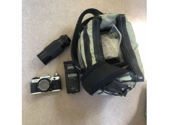 Canon AE-1 Program Camera With Lens, Case And Flash