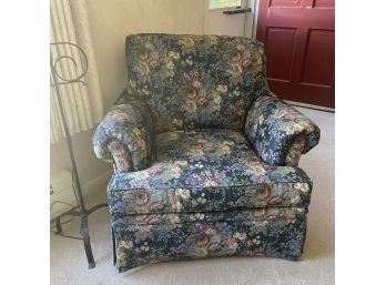 Blue Flowered Upholstered Armchair