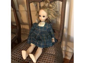 Vintage Doll With Green Plaid Dress