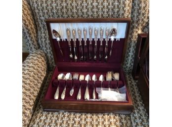 Community Silver Plate Cutlery With Wooden Storage Box
