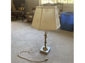 Crystal And Brass Table Lamp With Embroidered Shade