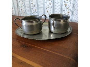Paul Revere Solid Pewter Sugar And Creamer Set