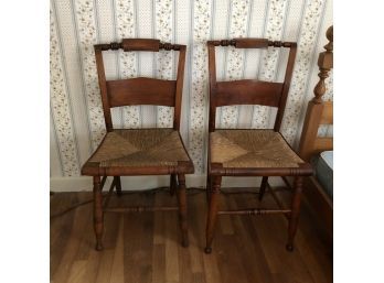 Pair Of Chairs With Rush Seats