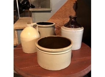 Assortment Of Four Stoneware Jugs And Crocks