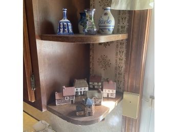 Lot Of Miniature Houses, Bud Vases, Bell