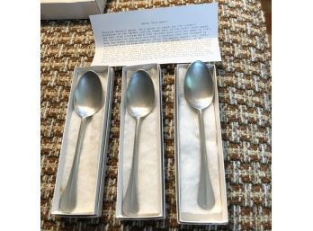 Trio Of Reproduction Colonial Rattail Spoons