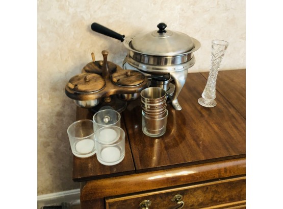 Rotating Condiment Server, Chafing Dish And Other Pieces