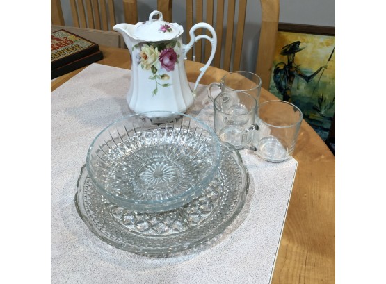 Rose Teapot And Glassware