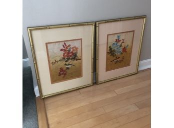 Pair Of Bird And Flower Framed Prints
