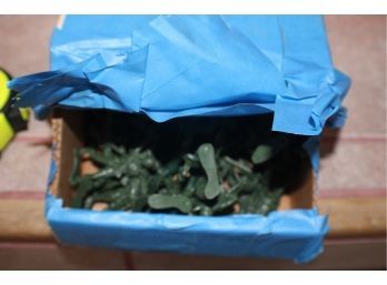 Box Of Green Plastic Army Figures