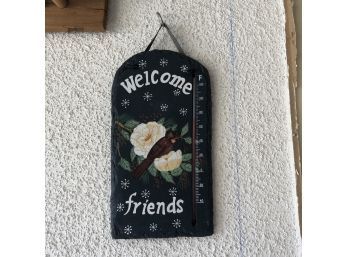 Painted Slate Welcome Sign With Thermometer