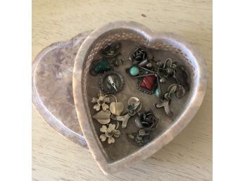 Costume Jewelry In A Heart Shaped Box