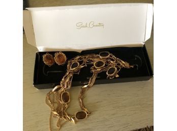 Vintage Sarah Coventry 'Golden Embers' Necklace And Earring Set