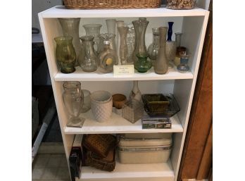 Shelf With Garden Pots, Vases And Other Items
