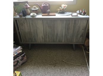 Vintage Gray Console Table With Sliding Doors No. 1
