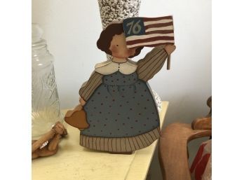 Wooden Figurine With '76 Flag