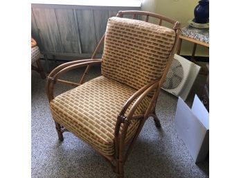Vintage Rattan Chair With Upholstered Cushions (No. 2)