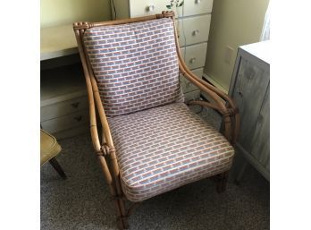 Vintage Rattan Chair With Upholstered Cushions