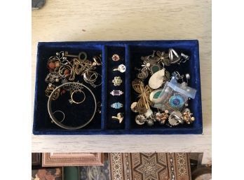 Assorted Costume Jewelry In A Velvet Lined Organizer Tray
