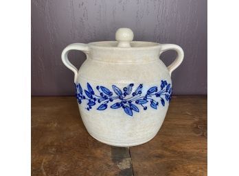 Salmon Falls Stoneware - Blueberry Crock With Lid And Two Handles, Made In Dover NH