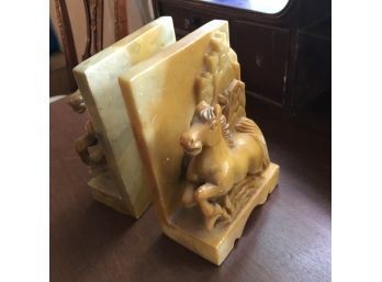 Pair Of Carved Marble Bookends