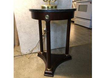Round Marble Top Table With Three Column Pedestal Base