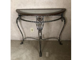 Glass Top Metal Demilune Table