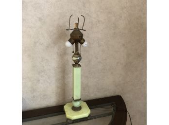 Antique Table Lamp With Cut Corner Square Claw Footed Base