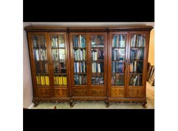 Large Wood Bookcase/Hutch With Glass Doors