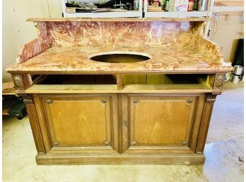 Granite Top Vanity With Wood Cabinet
