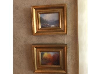 'Autumn Gold' And 'Top Of The Falls' Original Oil Paintings By Phil Bean