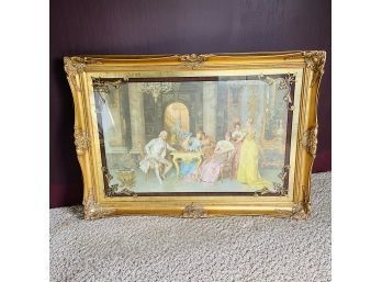 Playing Chess In The Parlor Print In Gold Frame With Glass