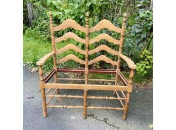 Vintage Wood Double Chair Love Seat Without Cushion