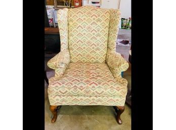 High Back Wing Chair With Wooden Legs