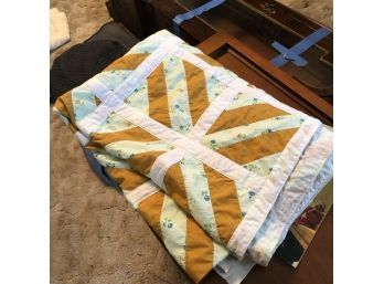 Mustard Yellow And White Quilt