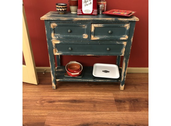 Distressed Green Side Table