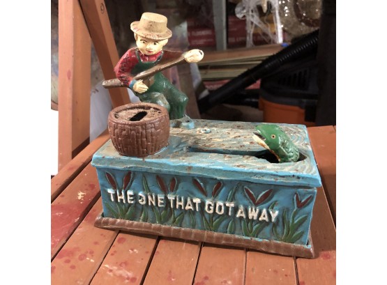 The One That Got Away Fishing Mechanical Bank (Reproduction)
