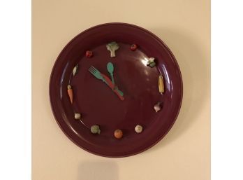 Maroon Kitchen Wall Clock With Vegetables