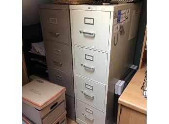 Set Of Two Metal 4-drawer Filing Cabinets